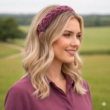 VINTAGE PINK: Χειροποίητη στέκα, πλεκτή, βελούδο ροζ