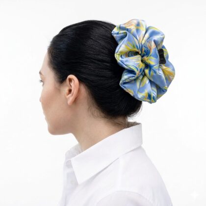 BERENICE INDIGO: Klammer μαλλιών, σατεν, indigo, yellow